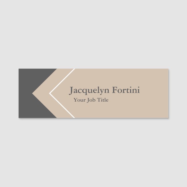 Plain Elegant Modern Minimalist Name Tag (Front)