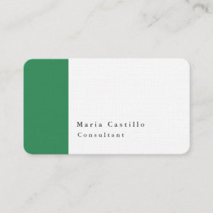 Plain Elegant Modern Minimalist Sea Green White Business Card