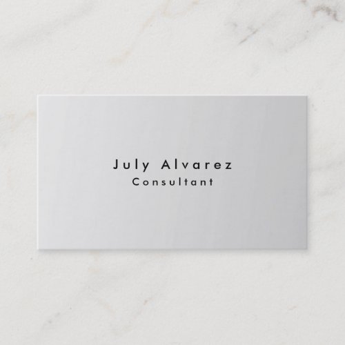 Plain Elegant Modern Minimalist Silver Grey Business Card