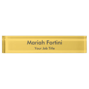 Plain Elegant Modern Minimalist Yellow Desk Name Plate