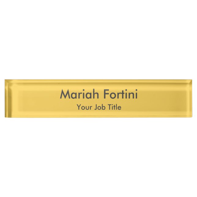 Plain Elegant Modern Minimalist Yellow Desk Name Plate (Front)