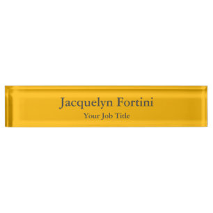 Plain Elegant Modern Minimalist Yellow Desk Name Plate