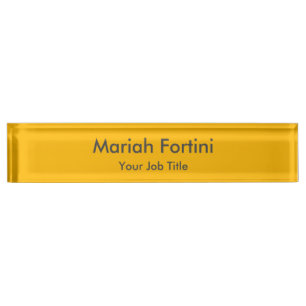 Plain Elegant Modern Minimalist Yellow Desk Name Plate