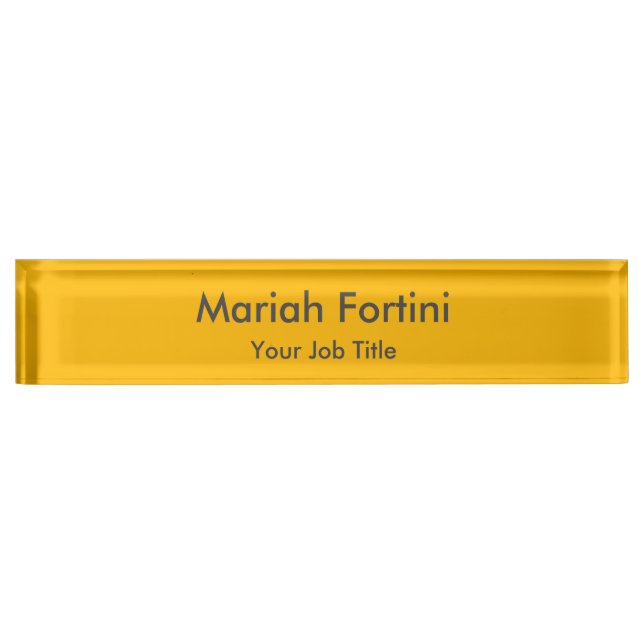 Plain Elegant Modern Minimalist Yellow Desk Name Plate (Front)