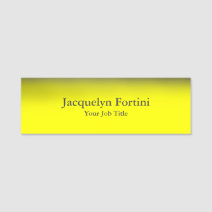 Plain Elegant Modern Minimalist Yellow Name Tag