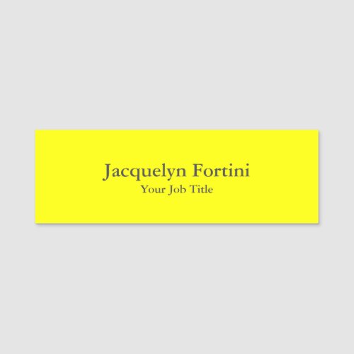 Plain Elegant Modern Minimalist Yellow Name Tag