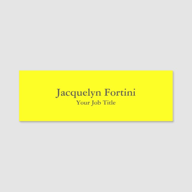 Plain Elegant Modern Minimalist Yellow Name Tag