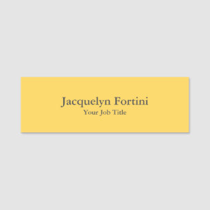 Plain Elegant Modern Minimalist Yellow Name Tag