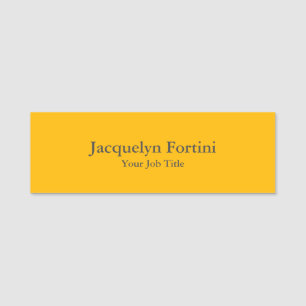 Plain Elegant Modern Minimalist Yellow Name Tag