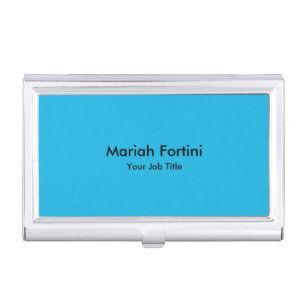 Plain Elegant Modern Minimalist Your Name Blue Business Card Case