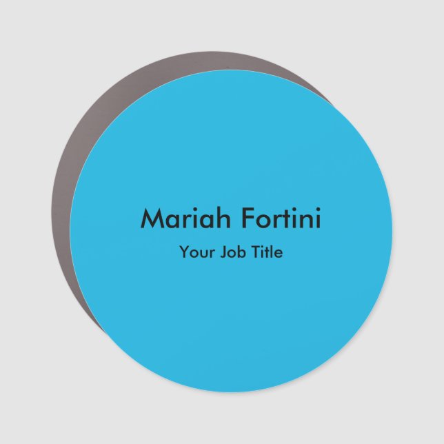 Plain Elegant Modern Minimalist Your Name Blue Car Magnet (Front)