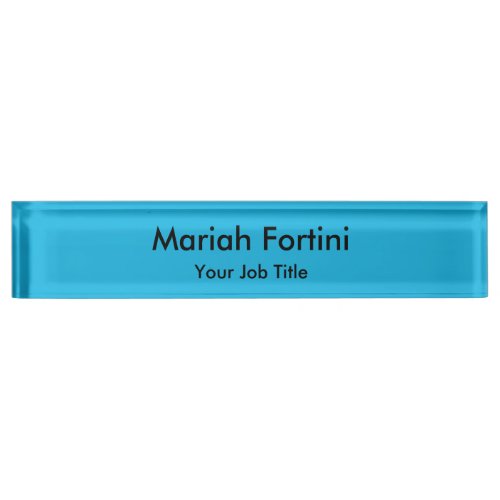 Plain Elegant Modern Minimalist Your Name Blue Desk Name Plate