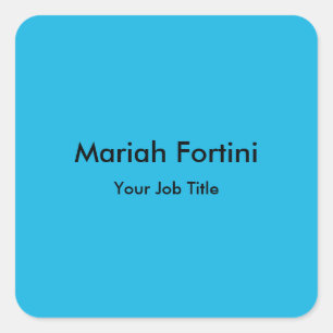 Plain Elegant Modern Minimalist Your Name Blue Square Sticker