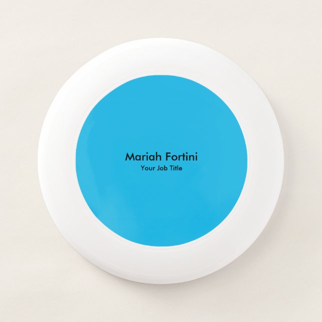 Plain Elegant Modern Minimalist Your Name Blue Wham-O Frisbee (Front)