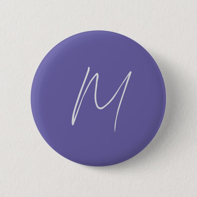 Plain Elegant Modern Own Name Monogram Button (Front)