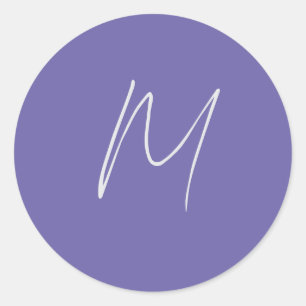 Plain Elegant Modern Own Name Monogram Classic Round Sticker
