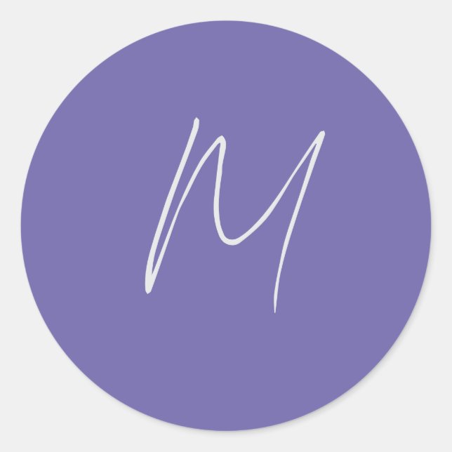 Plain Elegant Modern Own Name Monogram Classic Round Sticker (Front)