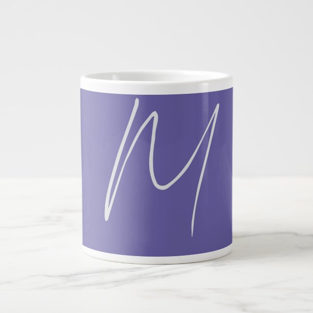 Plain Elegant Modern Own Name Monogram Giant Coffee Mug (Front)