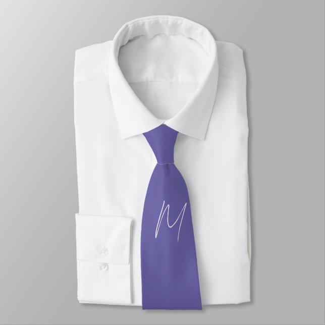 Plain Elegant Modern Own Name Monogram Neck Tie (Tied)