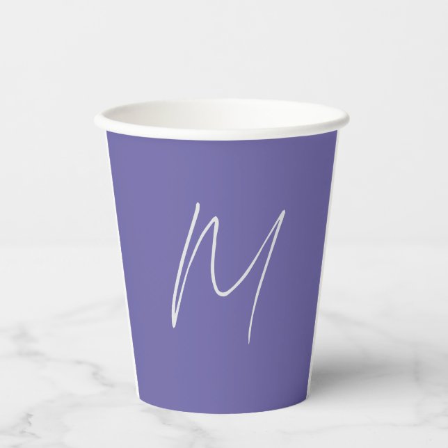 Plain Elegant Modern Own Name Monogram Paper Cups (Front)