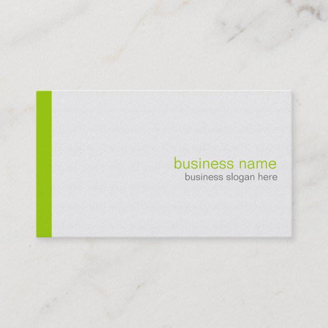 Plain Elegant Modern Simple Green Stripe on White Business Card (Front)