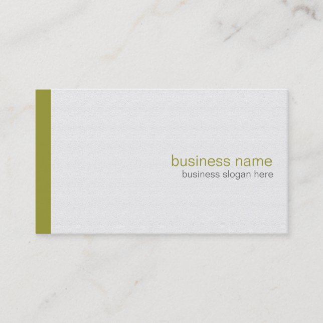 Plain Elegant Modern Simple Olive Stripe on White Business Card (Front)