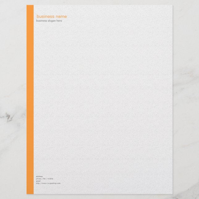 Plain Elegant Modern Simple Orange Stripe on White Letterhead (Front)