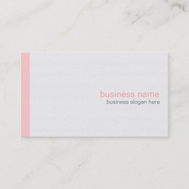 Plain Elegant Modern Simple Pink Stripe on White Business Card (Front)