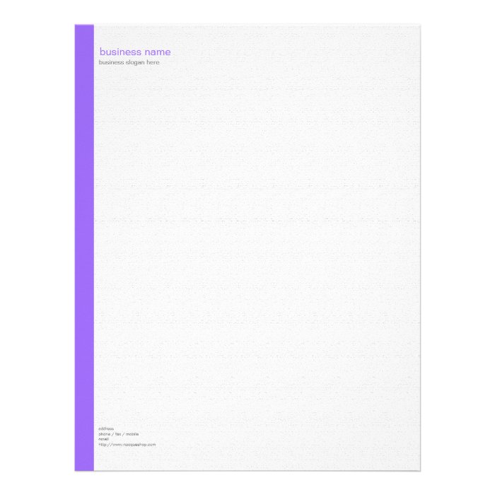 Plain Elegant Modern Simple Purple Stripe on White Personalized Letterhead