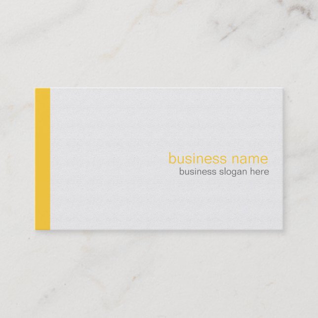 Plain Elegant Modern Simple Yellow Stripe on White Business Card (Front)