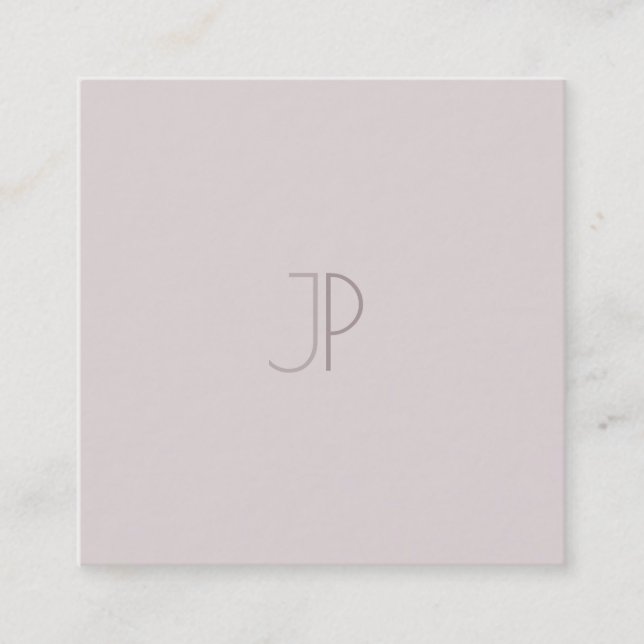 Plain Elegant Modern Trendy Design Monogram Luxury Square Business Card (Front)