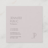 Plain Elegant Modern Trendy Design Monogram Luxury Square Business Card (Back)