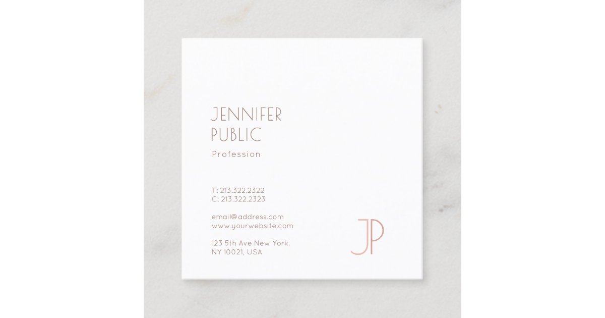 Plain Elegant Modern Trendy Design Monogram Luxury Square Business Card ...