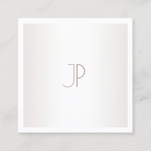Plain Elegant Modern Trendy Design Monogram Silver Square Business Card