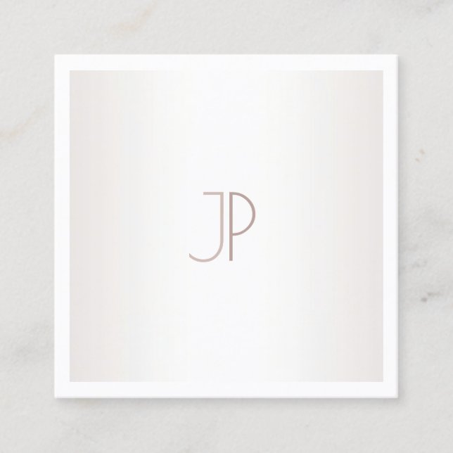 Plain Elegant Modern Trendy Design Monogram Silver Square Business Card (Front)