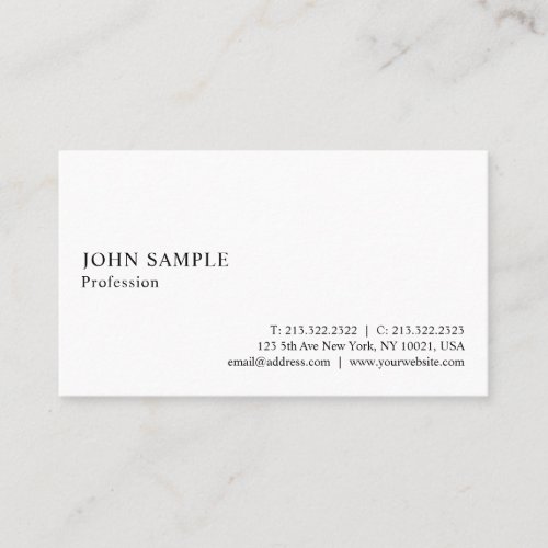 Plain Elegant Modern White Simple Professional Business Card