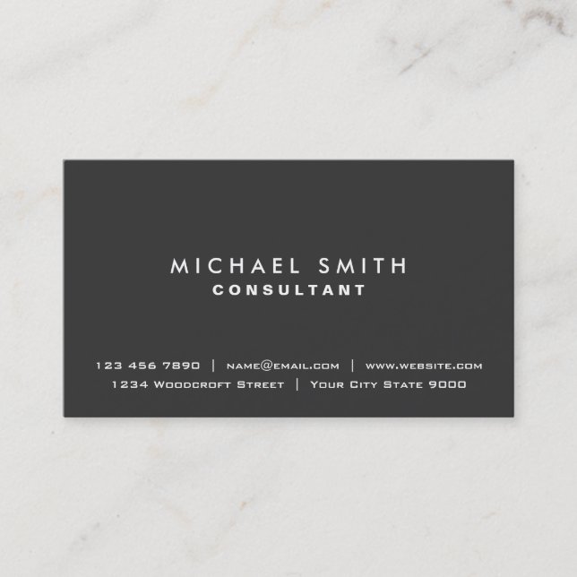 Plain Elegant Professional Black Modern Simple Business Card (Front)