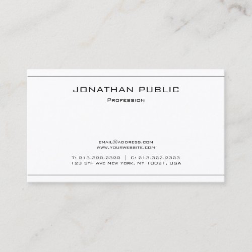 Plain Elegant Professional Clean Modern Trendy Business Card