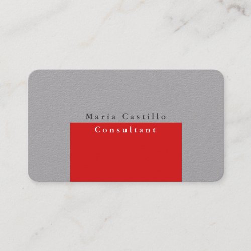 Plain Elegant Red Grey Modern Minimalist Design Business Card