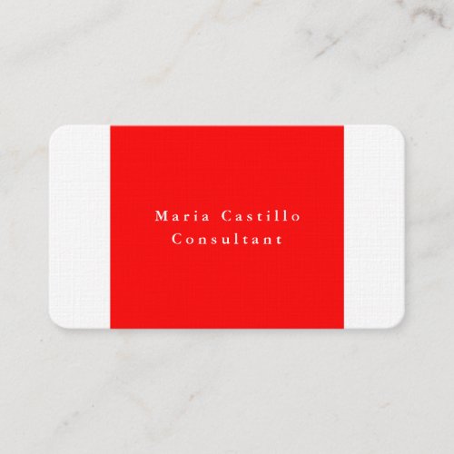 Plain Elegant Red White Minimalist Modern Business Card