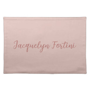 Plain Elegant Rose Gold Calligraphy Script Name Cloth Placemat