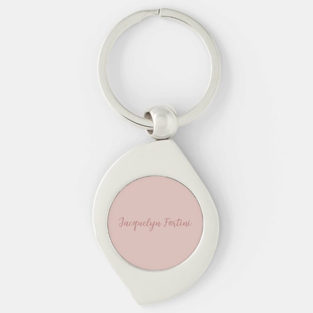 Plain Elegant Rose Gold Calligraphy Script Name Keychain (Front)