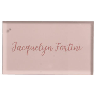 Plain Elegant Rose Gold Calligraphy Script Name Place Card Holder