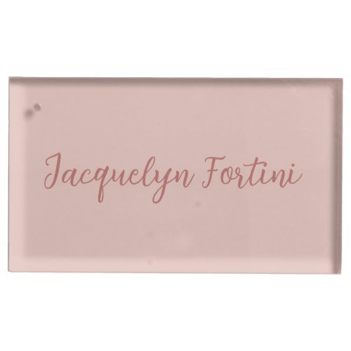 Plain Elegant Rose Gold Calligraphy Script Name Place Card Holder