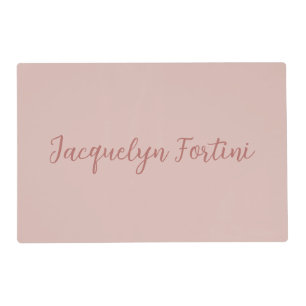 Plain Elegant Rose Gold Calligraphy Script Name Placemat