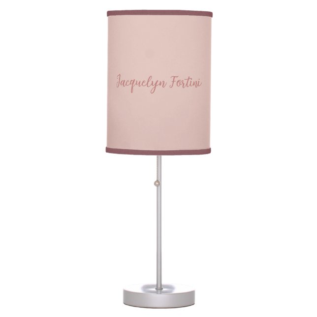 Plain Elegant Rose Gold Calligraphy Script Name Table Lamp (Front)