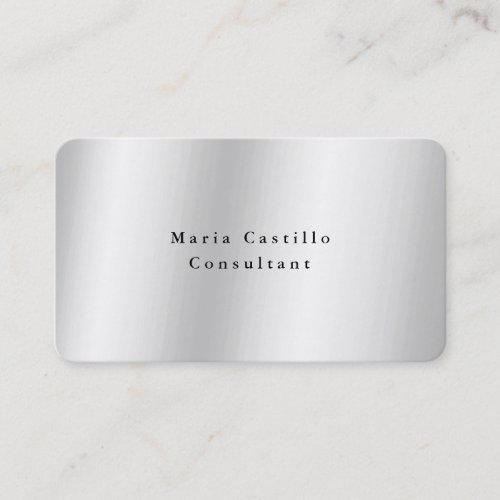 Plain Elegant Silver Grey Minimalist Modern Business Card