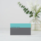 Plain Elegant Simple Turquiose / Grey Stripe Business Card (Standing Front)