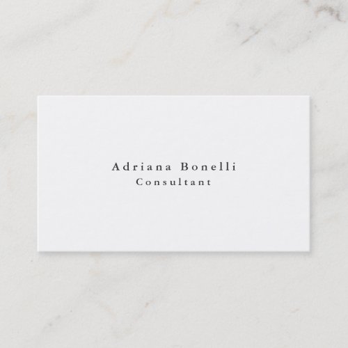 Plain Elegant Simple White Professional Modern Business Card