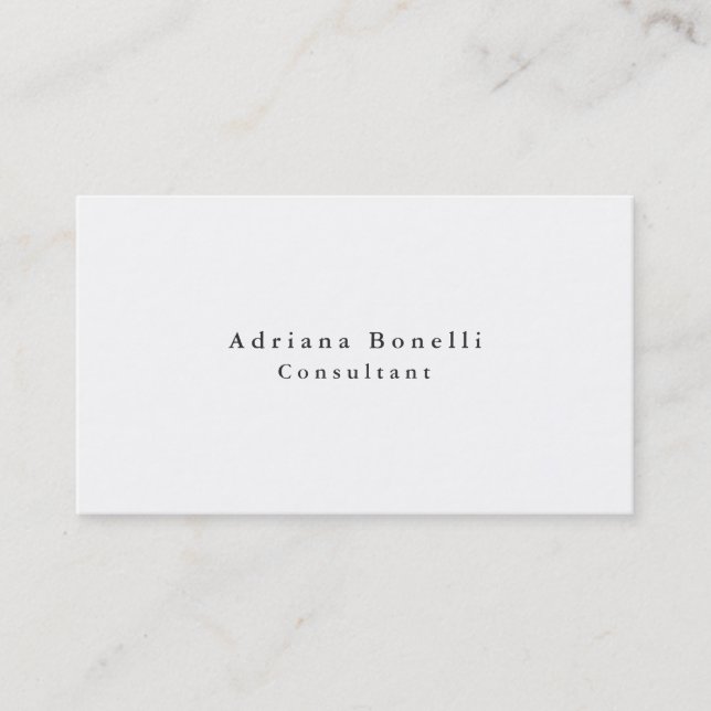 Plain Elegant Simple White Professional Modern Business Card (Front)